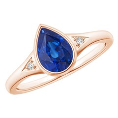 Angara Natural Pear-Shaped 1.15 ct Blue Sapphire Engagement Ring in 14K Gold