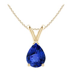Angara Natural Pear-Shaped 1.1ct Tanzanite Solitaire Pendant in 14K Solid Gold