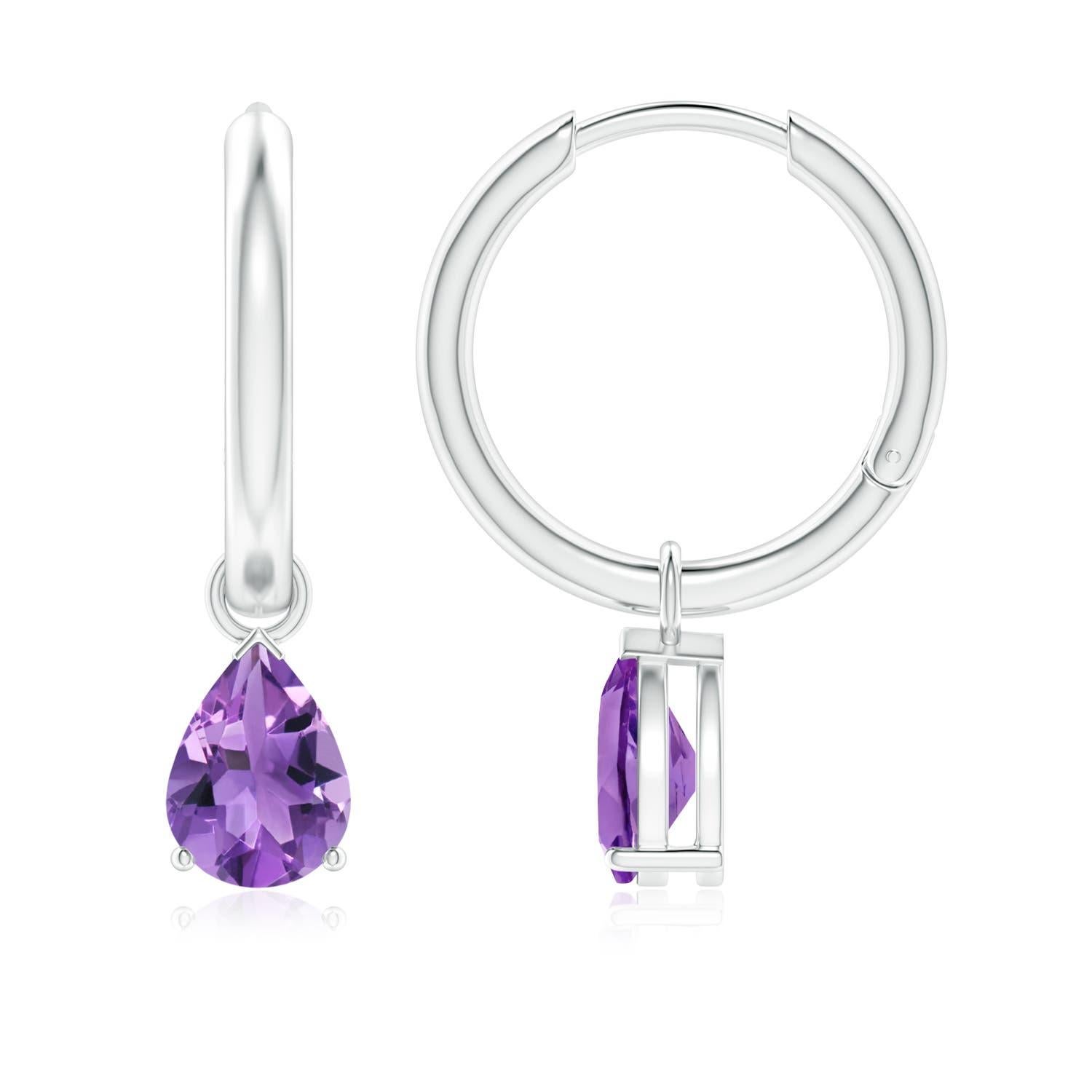 Angara Natürliche birnenförmige 1,2 ct Amethyst Ohrringe mit Scharnier und Ohrring in 14K Gold Damen im Angebot