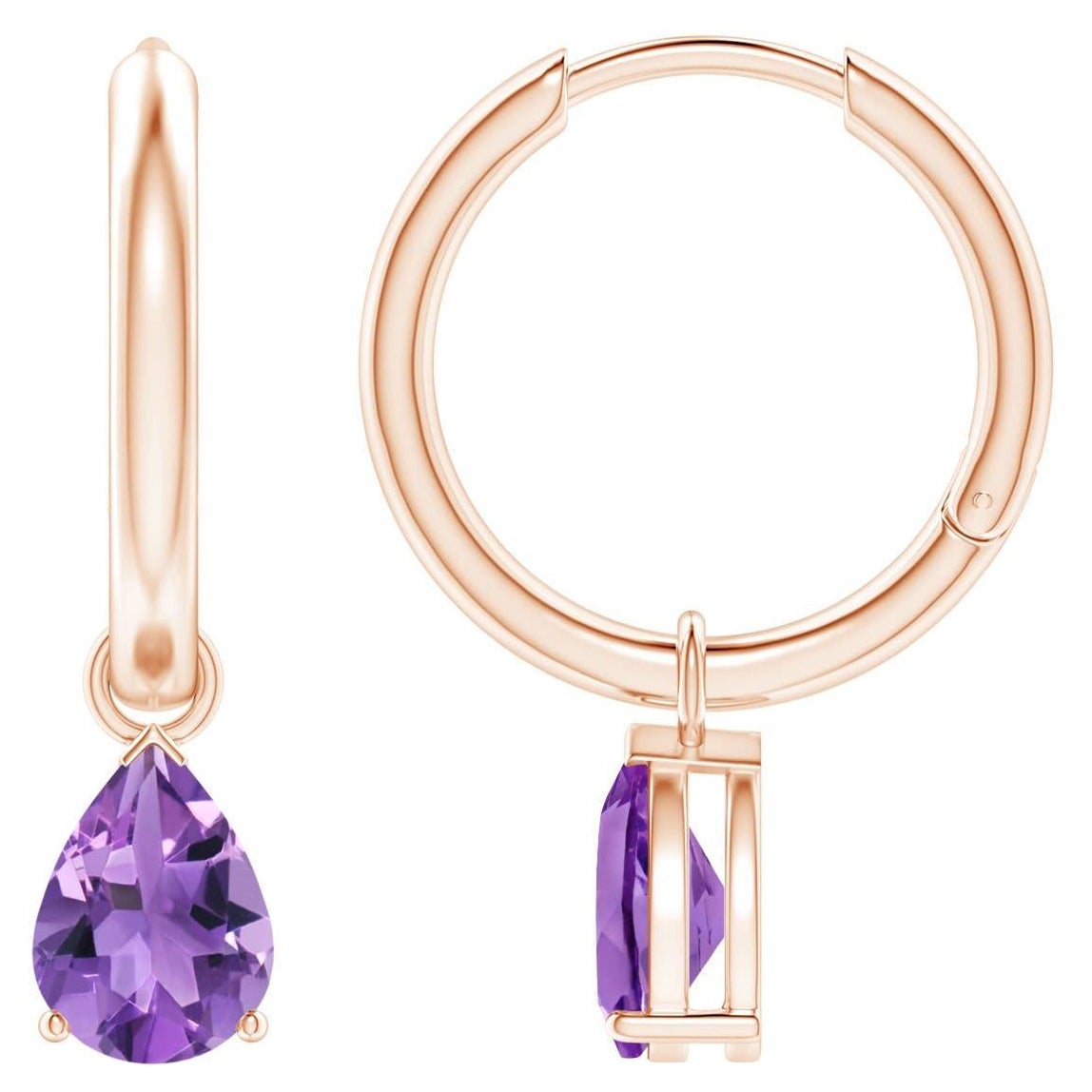 Angara Orecchini a goccia a forma di pera naturale con ametista da 1,2 carati in oro 14K