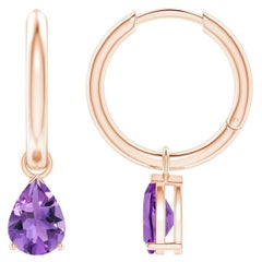 Angara Orecchini a goccia a forma di pera naturale con ametista da 1,2 carati in oro 14K
