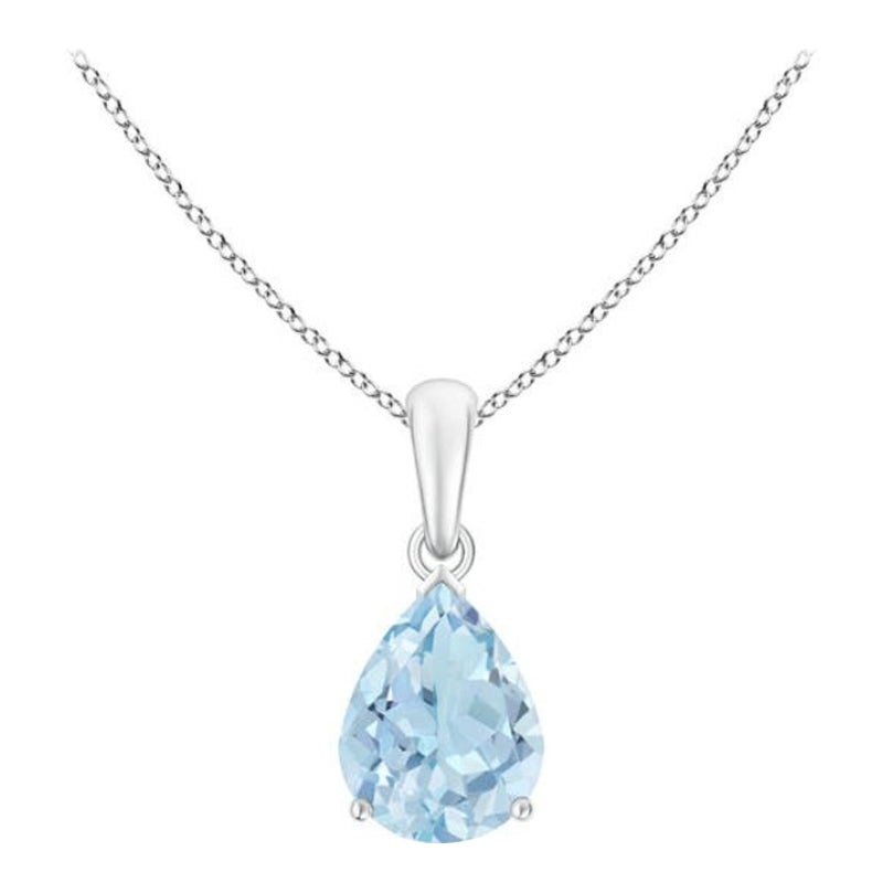 ANGARA Pendentif solitaire en platine avec aigue-marine naturelle en forme de poire de 1,25 carat en vente