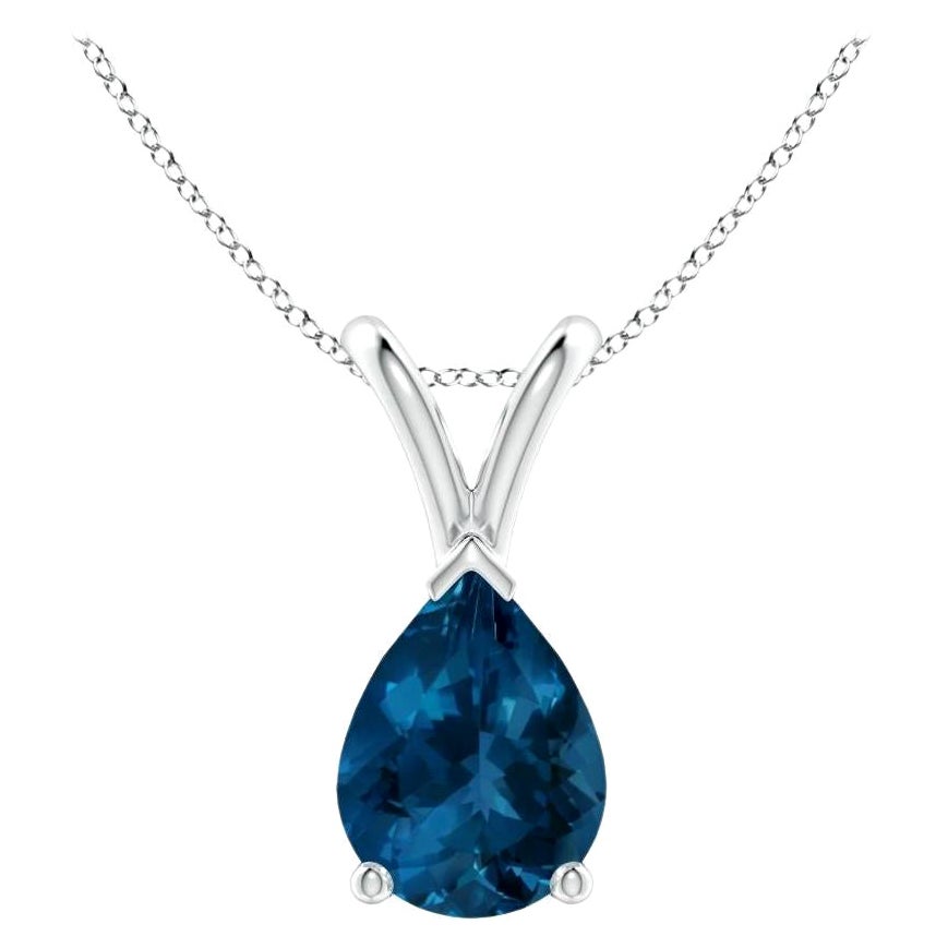 ANGARA Pendentif en platine avec topaze bleue de Londres en forme de poire de 1,25 carat