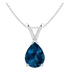 ANGARA Pendentif en platine avec topaze bleue de Londres en forme de poire de 1,25 carat