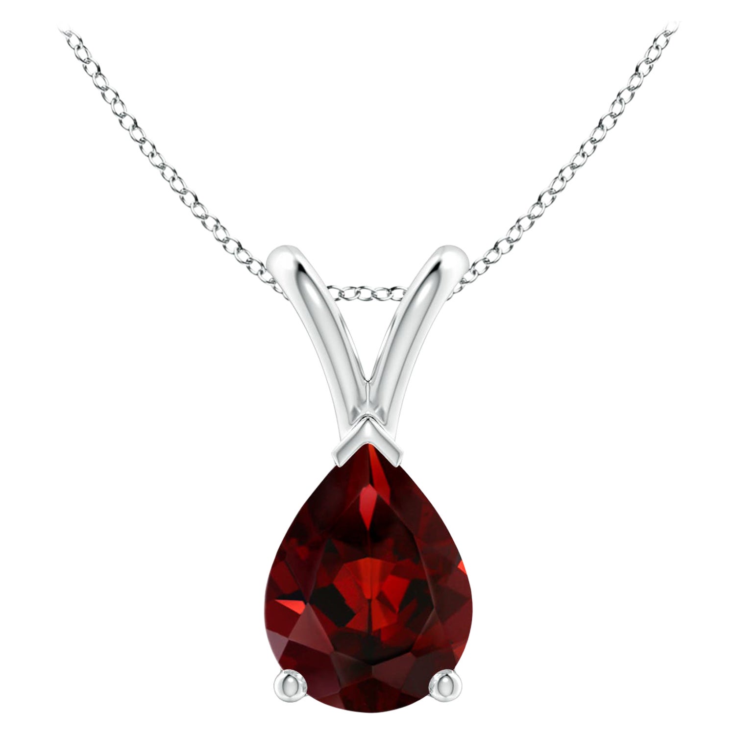 ANGARA Pendentif solitaire en platine avec grenat naturel en forme de poire de 1.30 carat