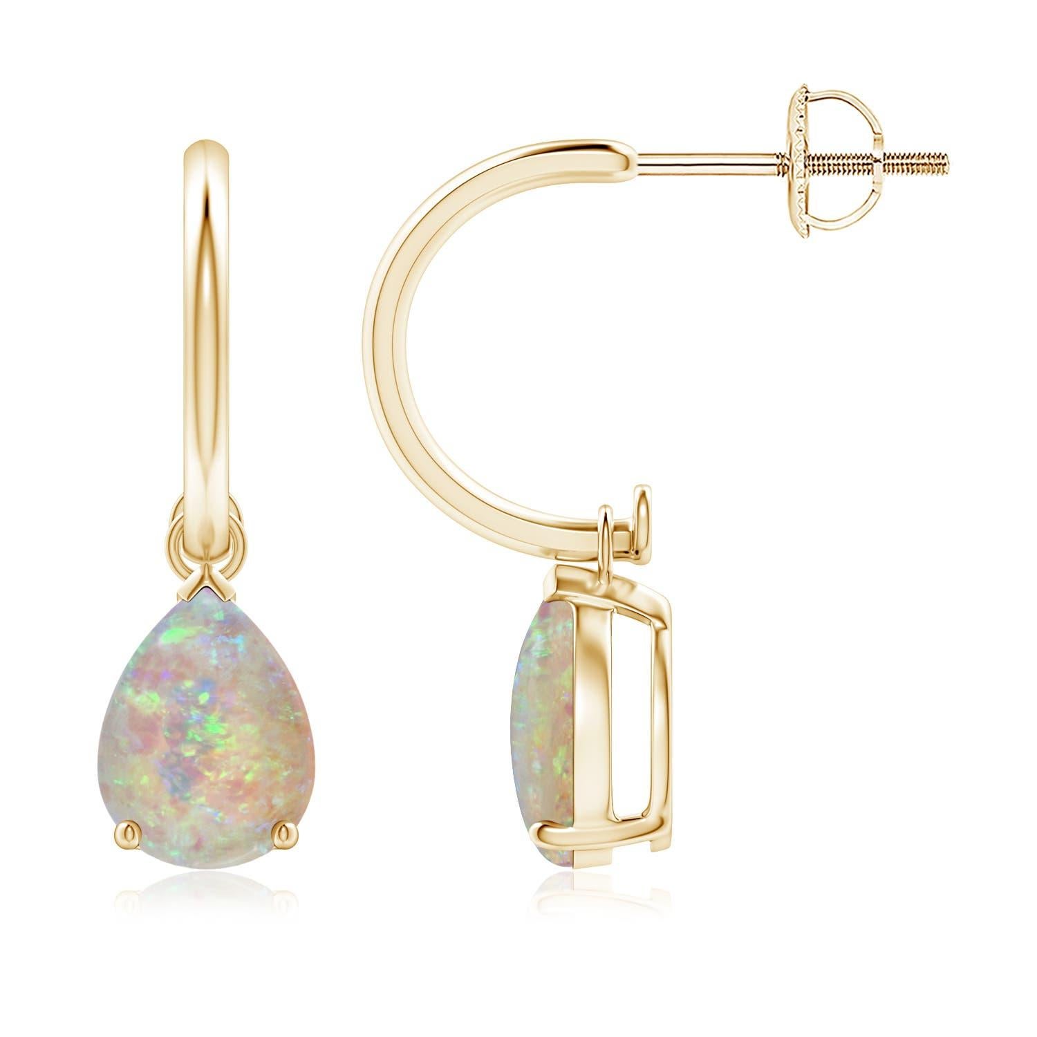 Angara Natürliche birnenförmige 1,4 kt Opal Tropfen Ohrringe mit Schraube zurück in 14K Gold Damen im Angebot