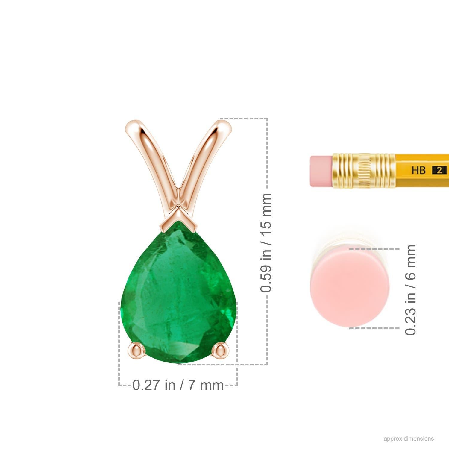 Taglio a goccia Angara Ciondolo solitario con smeraldo naturale a forma di pera da 1,5 carati in oro rosa 14K in vendita