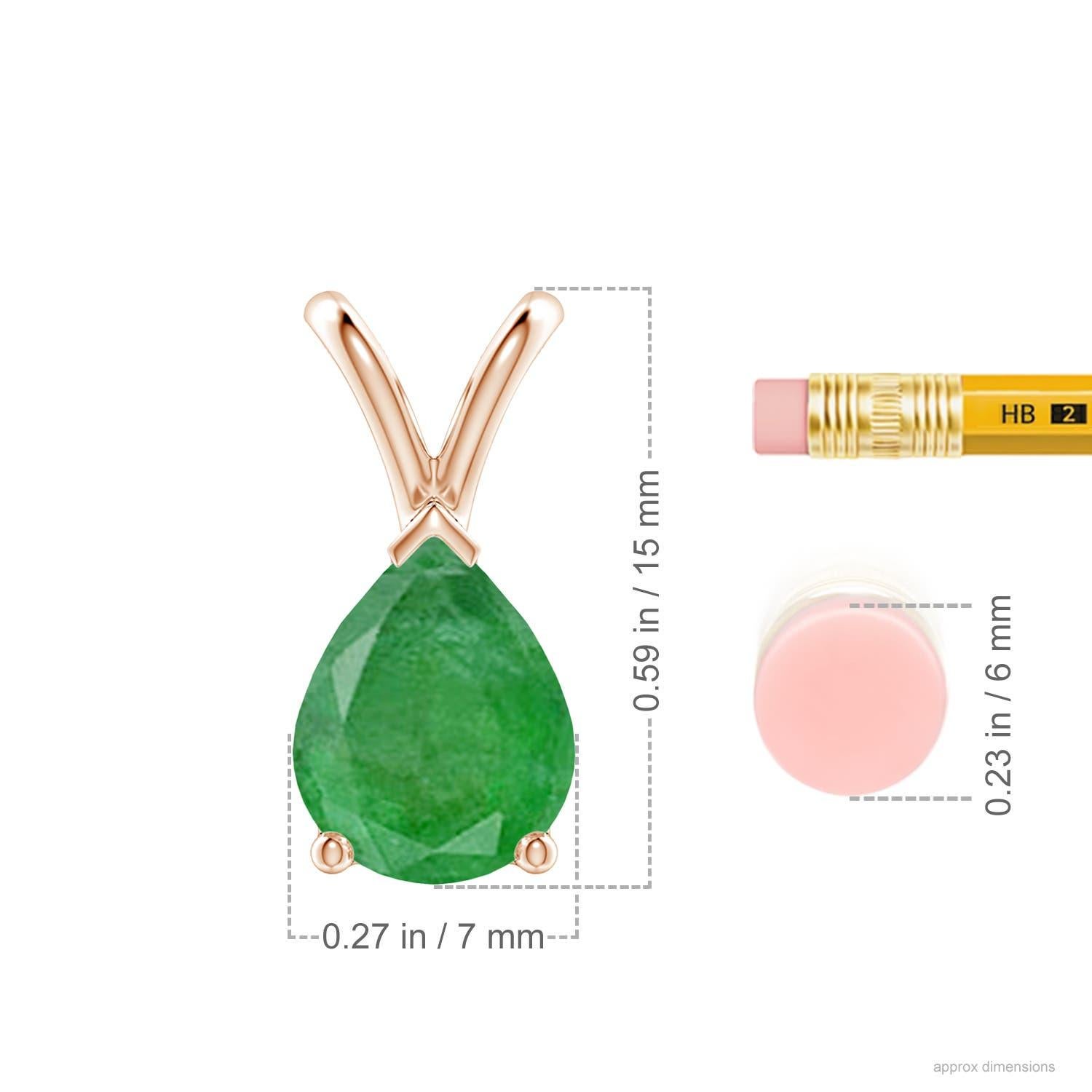 Angara Colgante solitario de esmeralda natural en forma de pera de 1,5 ct en oro rosa de 14 quilates Corte pera en venta