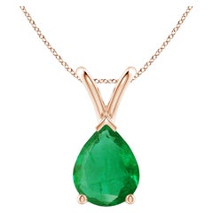 Angara Colgante solitario de esmeralda natural en forma de pera de 1,5 ct en oro rosa de 14 quilates
