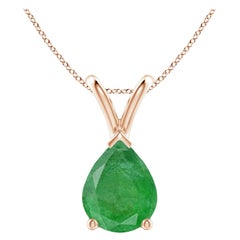 Angara Colgante solitario de esmeralda natural en forma de pera de 1,5 ct en oro rosa de 14 quilates