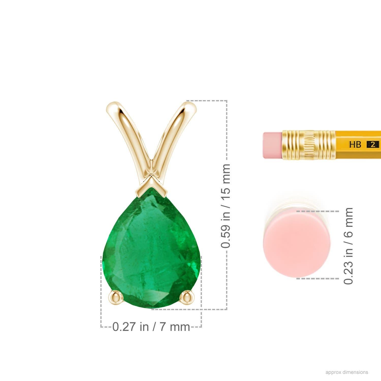 Moderne Angara Pendentif solitaire en or jaune 14K en forme de poire 1,5 ct Emeraude naturelle en vente