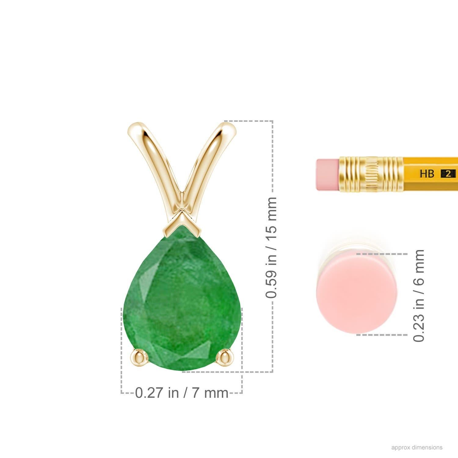 Taille poire Angara Pendentif solitaire en or jaune 14K en forme de poire 1,5 ct Emeraude naturelle en vente