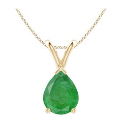Angara Pendentif solitaire en or jaune 14K en forme de poire 1,5 ct Emeraude naturelle
