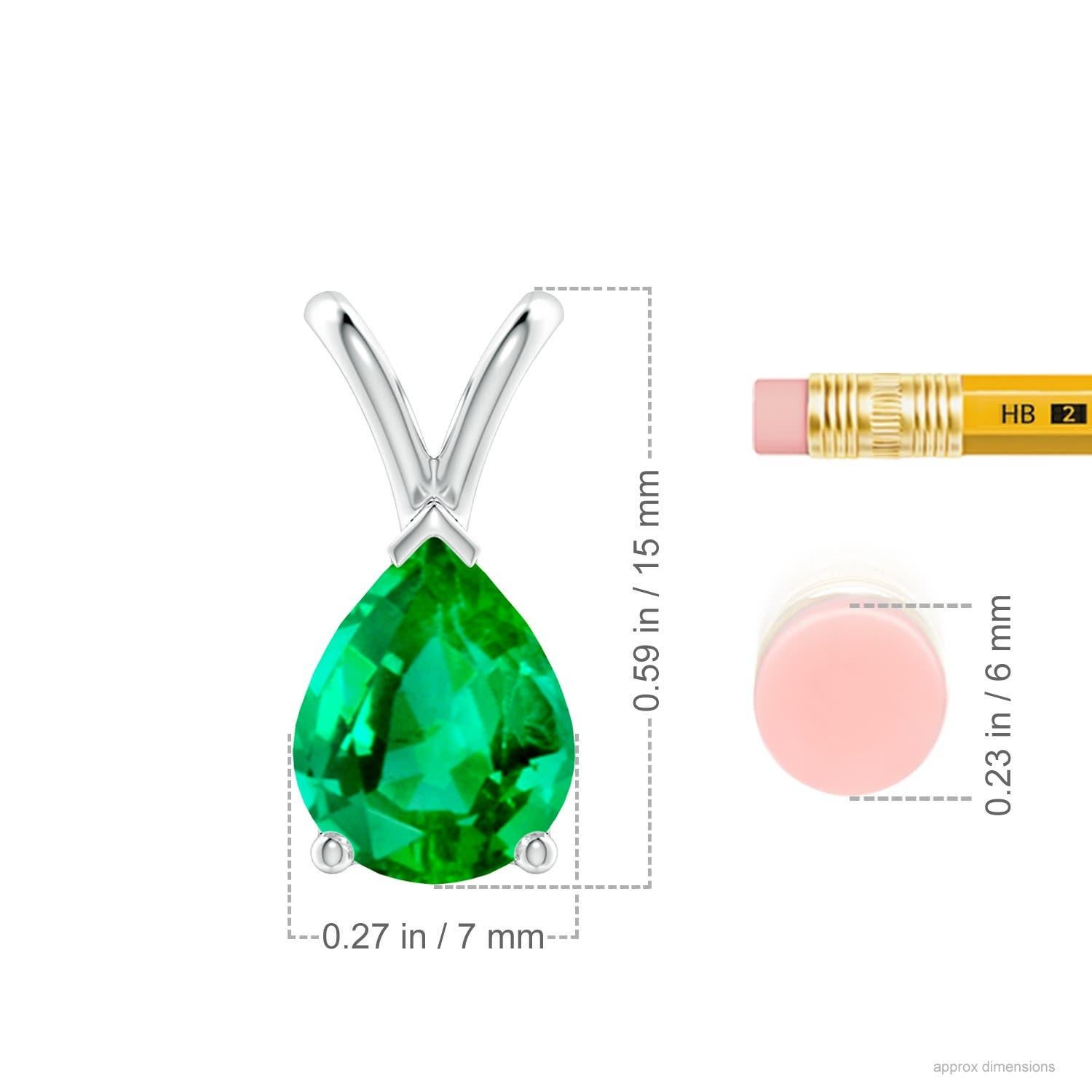 Angara Colgante solitario de esmeralda natural en forma de pera de 1,5 ct en plata de ley Corte pera en venta