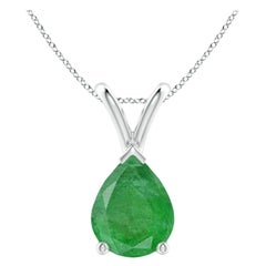 Angara Colgante solitario de esmeralda natural en forma de pera de 1,5 ct en plata de ley