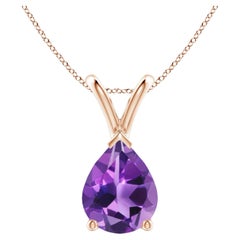 ANGARA Pendentif solitaire en or rose 14 carats avec améthyste naturelle en forme de poire de 1,5 carat