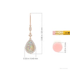 Angara Natural Pear-Shaped 1.6ct Opal Drop Earring with Diamond Halo in 14K Gold