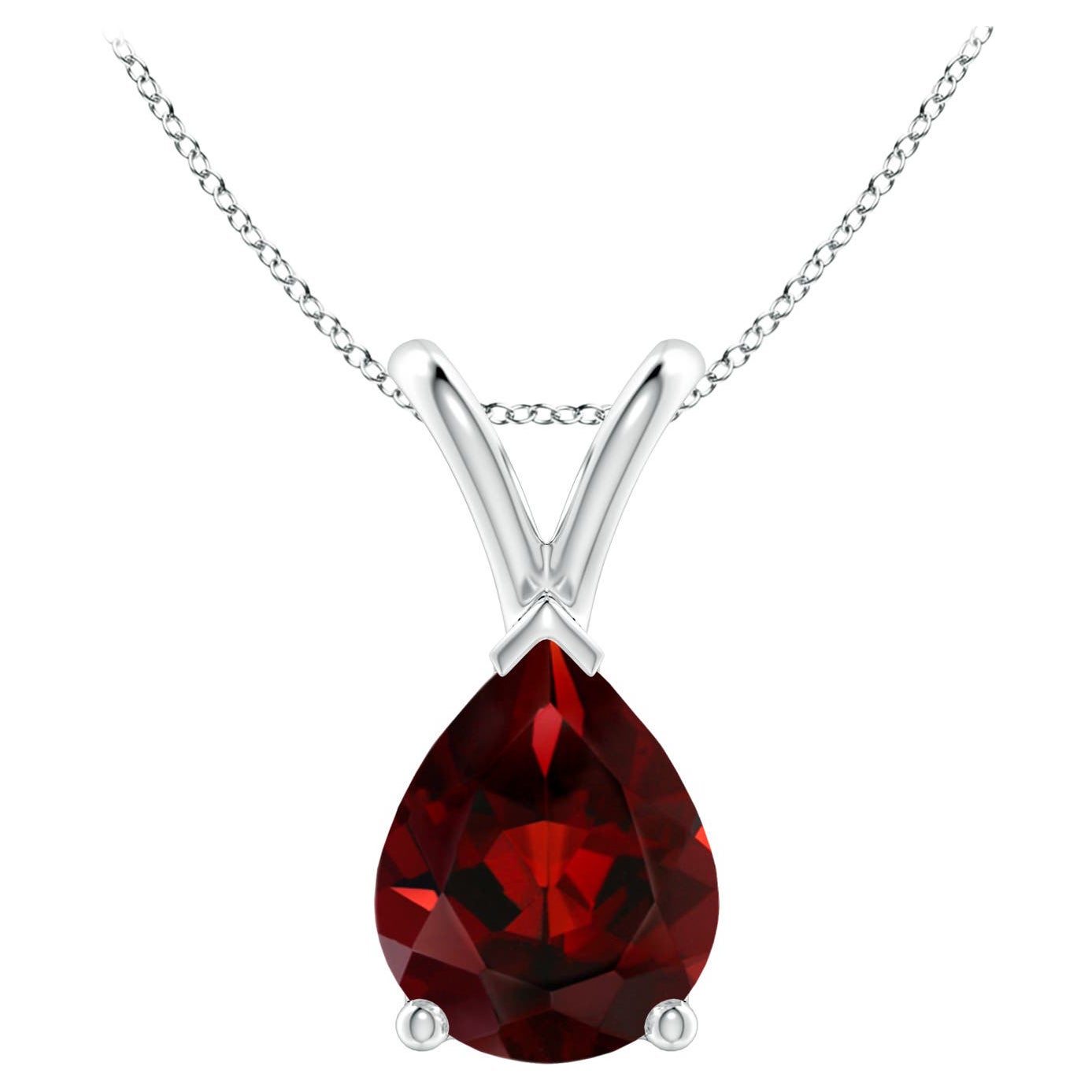 ANGARA Pendentif solitaire en or blanc 14 carats avec grenat naturel en forme de poire de 1,80 carat