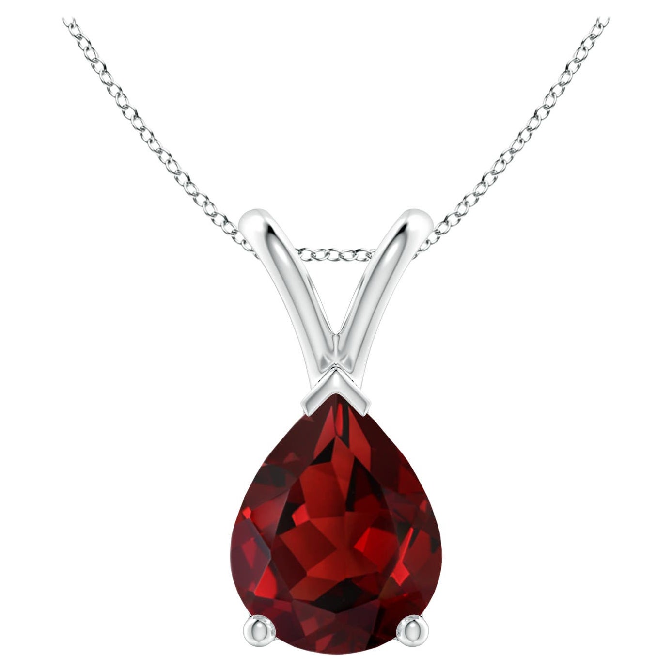 ANGARA Pendentif solitaire en or blanc 14 carats avec grenat naturel en forme de poire de 1,80 carat en vente