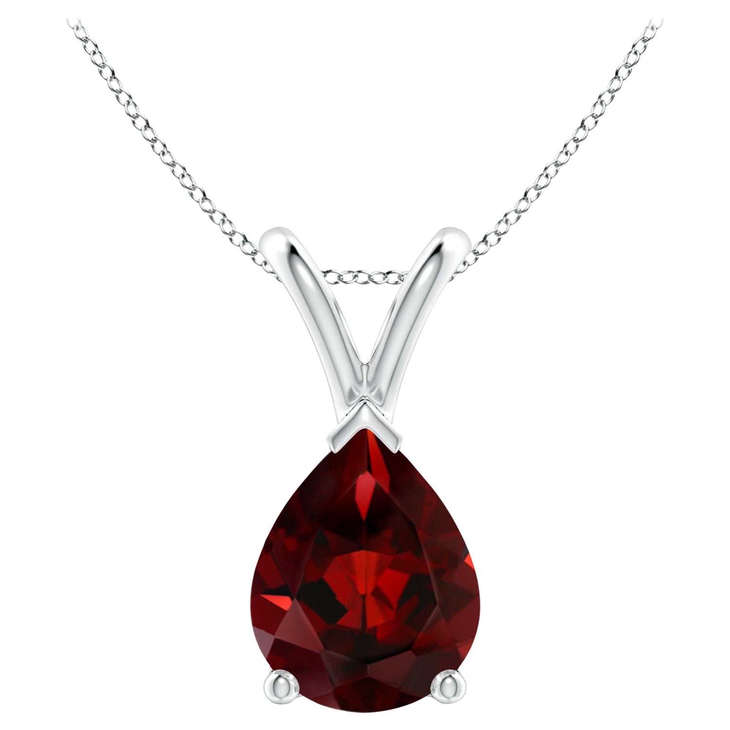 ANGARA Pendentif solitaire en platine avec grenat naturel en forme de poire de 1.80 carat