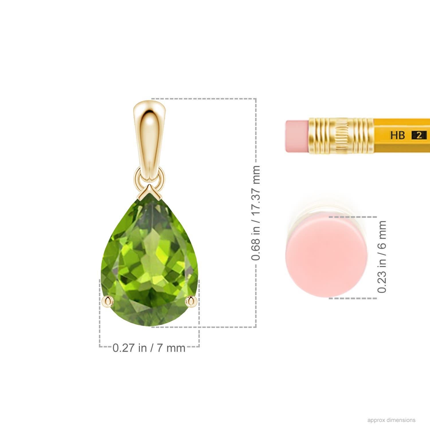 Pear Cut Angara Natural Pear-Shaped 1.9 ct Peridot Solitaire Pendant in 14K Solid Gold For Sale
