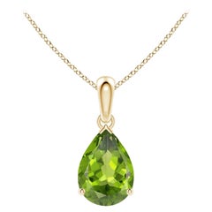 Angara Natural Pear-Shaped 1.9 ct Peridot Solitaire Pendant in 14K Solid Gold