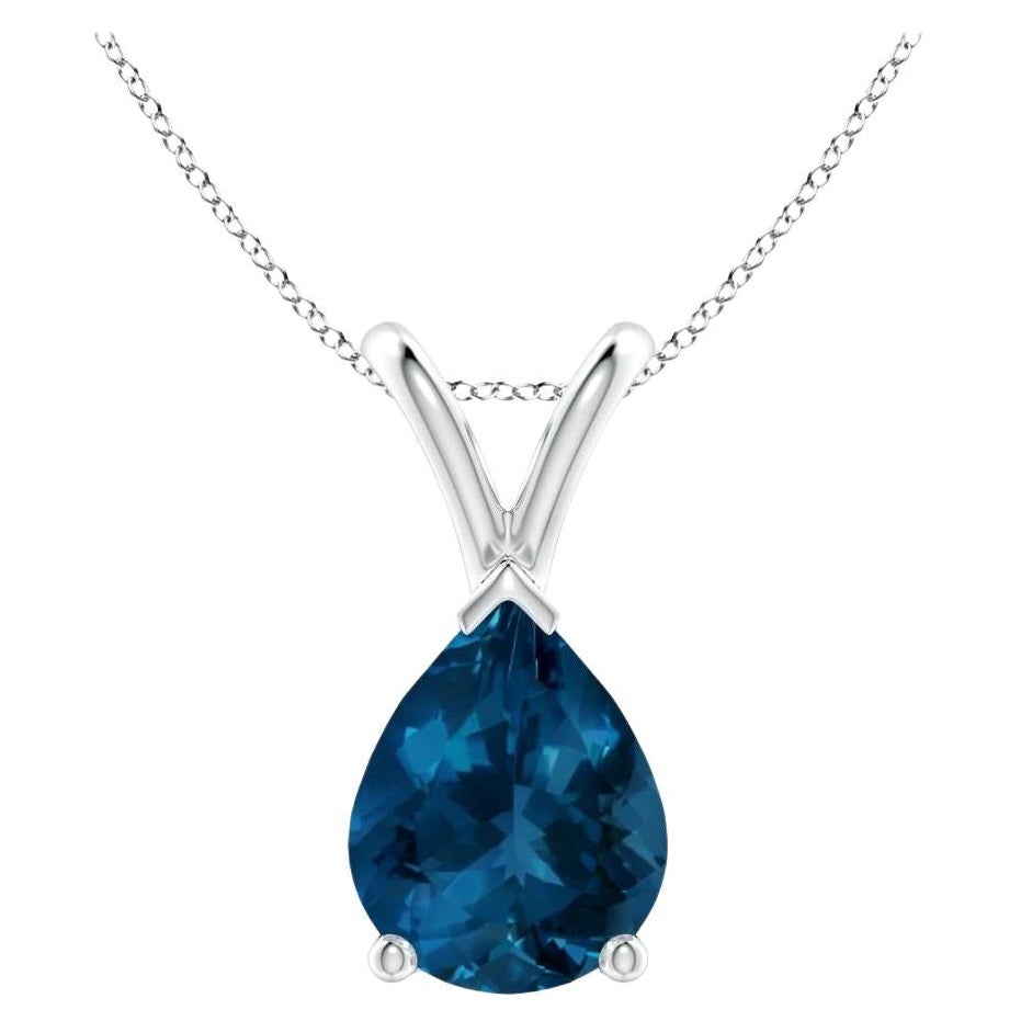 ANGARA Pendentif en platine avec topaze bleue de Londres en forme de poire naturelle de 1,90 carat