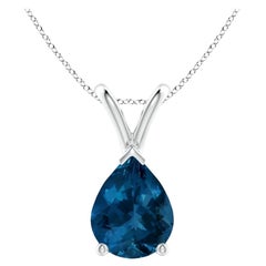 ANGARA Pendentif en platine avec topaze bleue de Londres en forme de poire naturelle de 1,90 carat