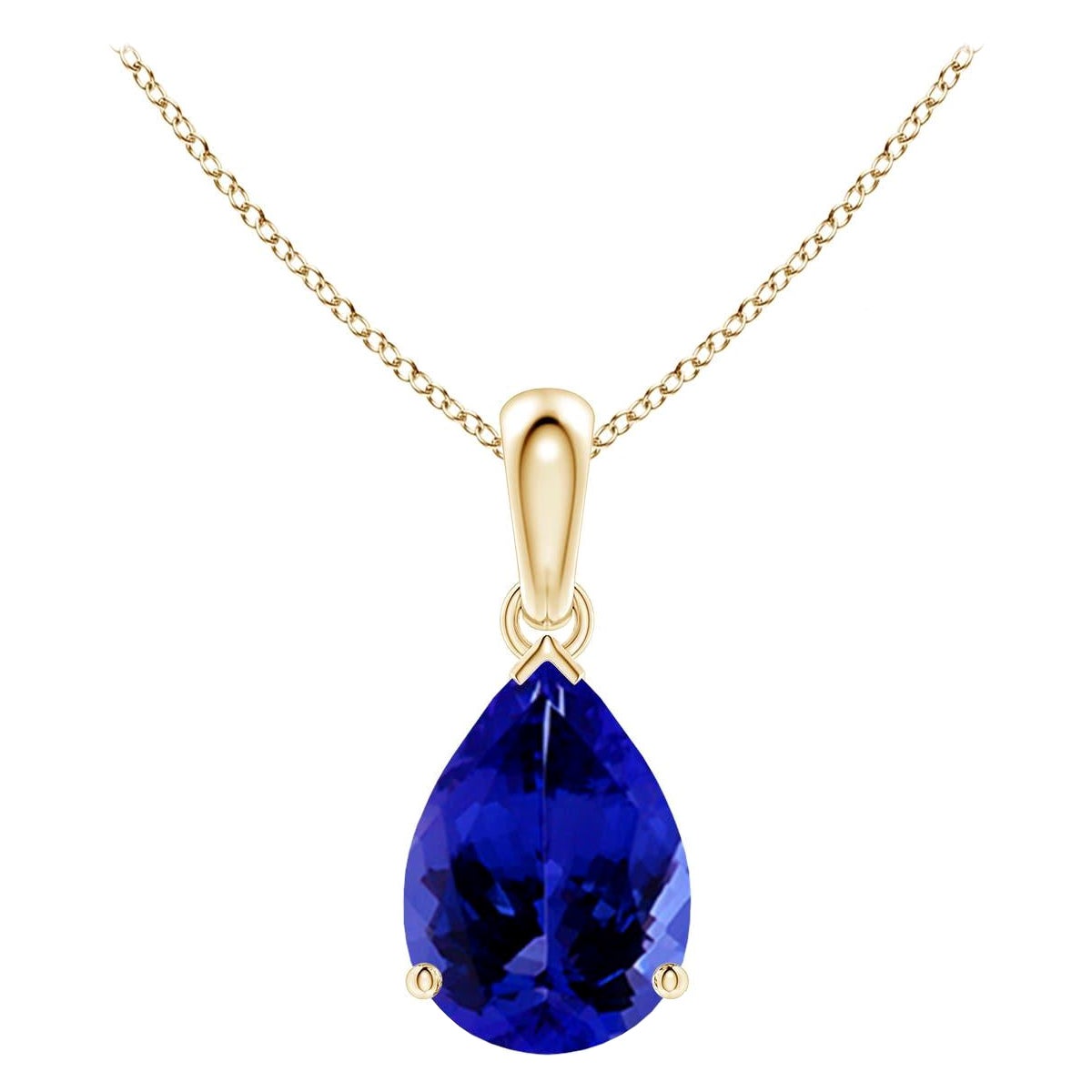 Angara Natural Pear-Shaped 1.95 ct Tanzanite Solitaire Pendant in 14K Solid Gold