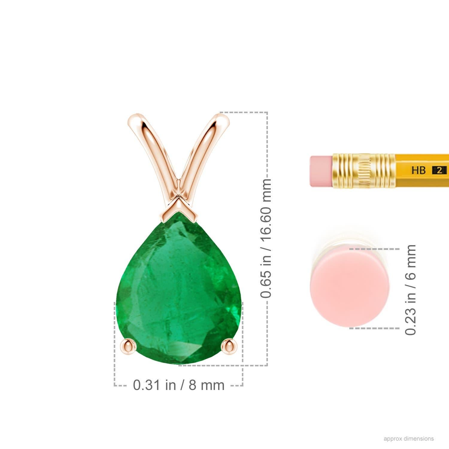 Angara Colgante solitario de esmeralda natural en forma de pera de 2,2 ct en oro rosa de 14 quilates Corte pera en venta