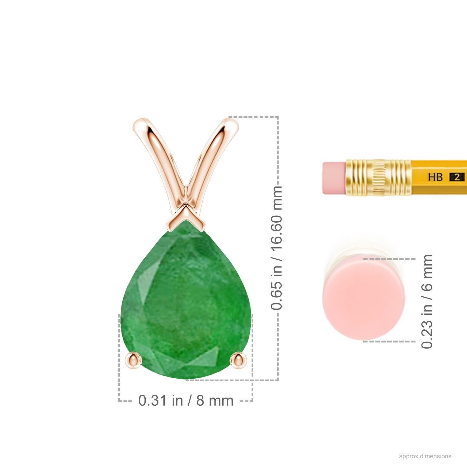 Angara Colgante solitario de esmeralda natural en forma de pera de 2,2 ct en oro rosa de 14 quilates Corte pera en venta