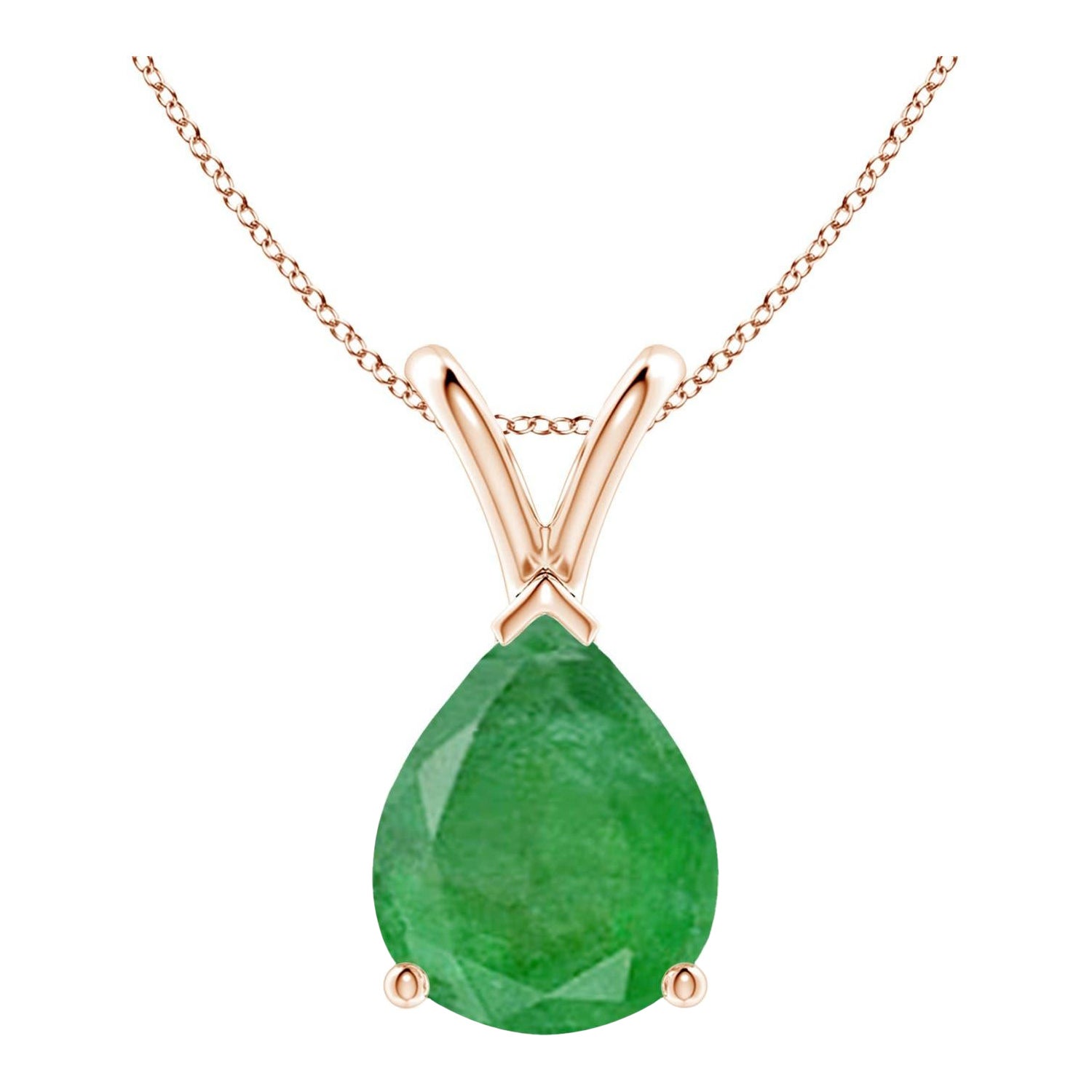 Angara Colgante solitario de esmeralda natural en forma de pera de 2,2 ct en oro rosa de 14 quilates