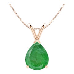 Angara Colgante solitario de esmeralda natural en forma de pera de 2,2 ct en oro rosa de 14 quilates