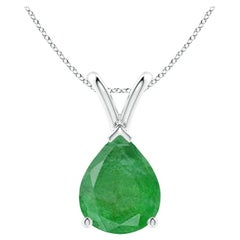 Angara Colgante solitario de esmeralda natural en forma de pera de 2,2 ct en oro blanco de 14 quilates
