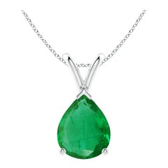 Pendentif solitaire en or blanc 14K avec émeraude naturelle en forme de poire de 2,2 ct Angara