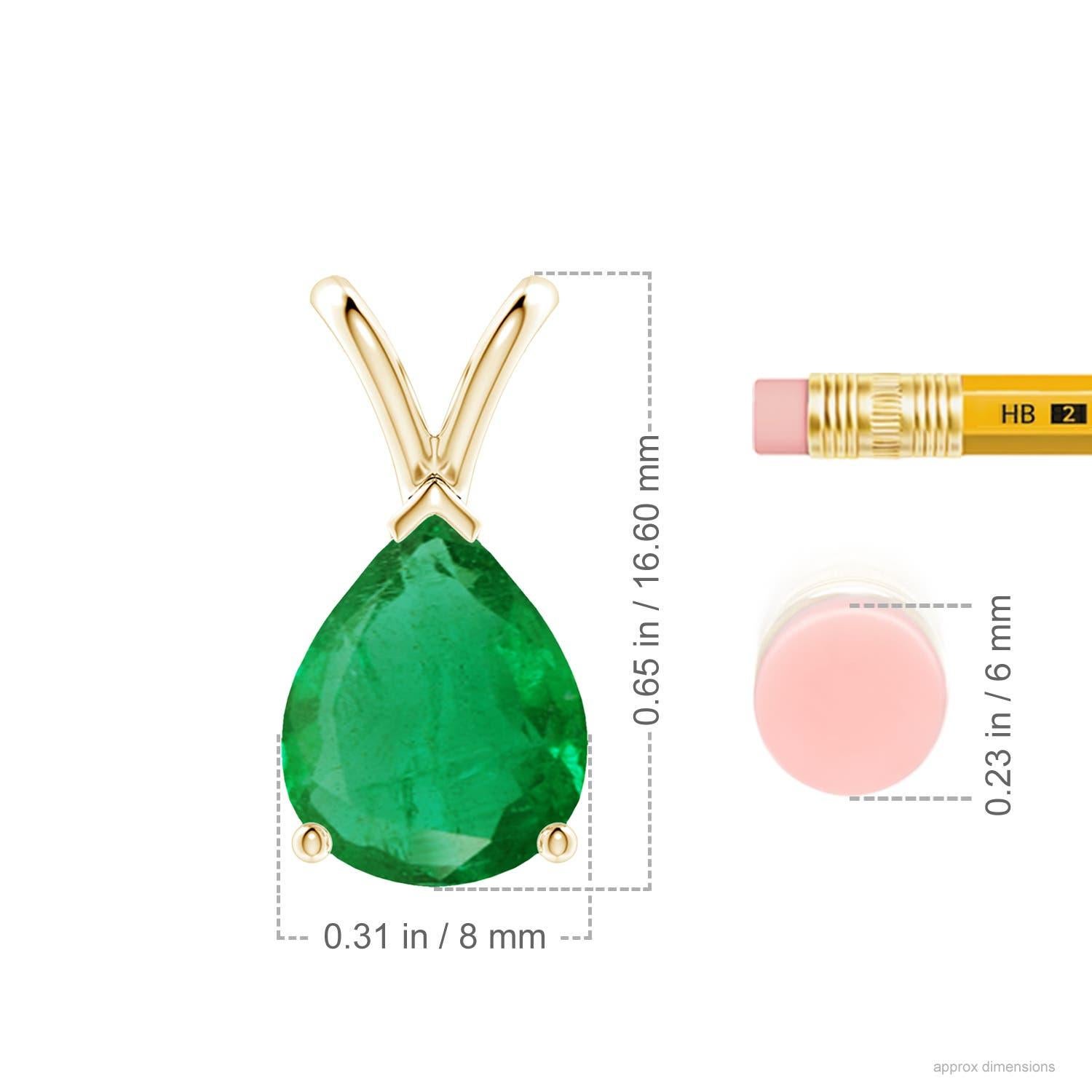 Taille poire Pendentif solitaire en or jaune 14K avec émeraude naturelle en forme de poire de 2,2 ct Angara en vente