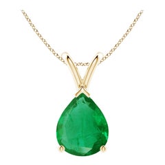 Pendentif solitaire en or jaune 14K avec émeraude naturelle en forme de poire de 2,2 ct Angara