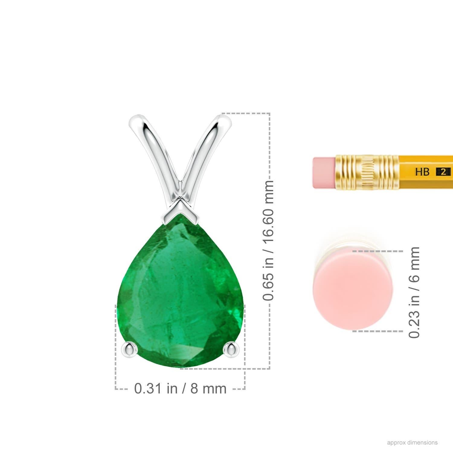 Angara Colgante solitario de esmeralda natural en forma de pera de 2.2 ct en plata de ley Corte pera en venta