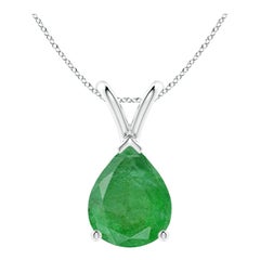 Angara Colgante solitario de esmeralda natural en forma de pera de 2.2 ct en plata de ley