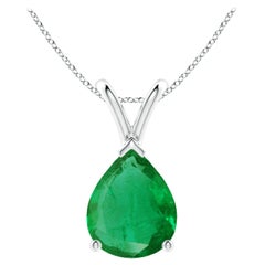 Angara Colgante solitario de esmeralda natural en forma de pera de 2.2 ct en plata de ley