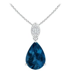 Pendentif Angara en or massif 14K avec topaze bleue de Londres de 2,3ct en forme de poire naturelle