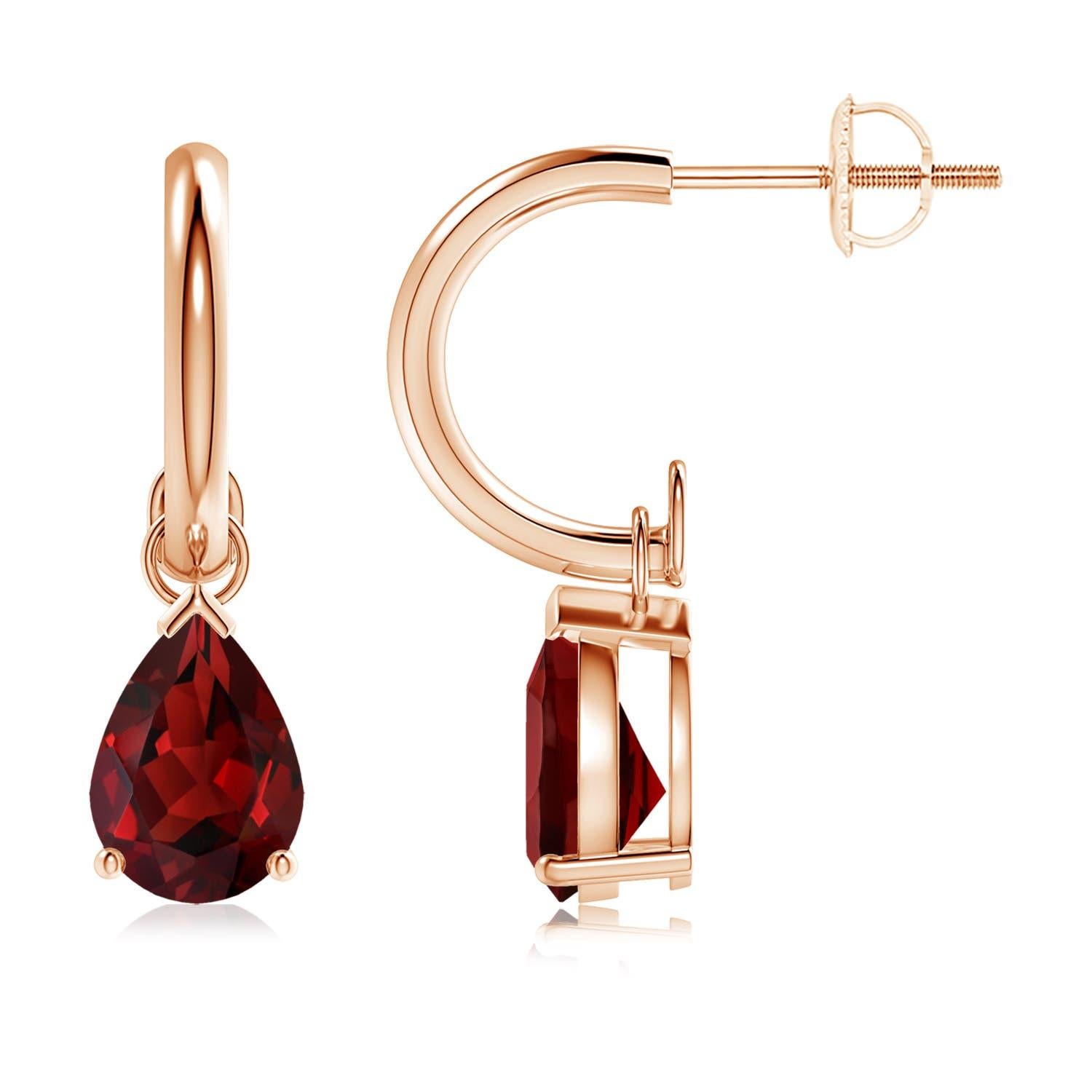 Angara Boucles d'oreilles pendantes en or 14 carats grenat naturel en forme de poire de 2,6 ct. Neuf - En vente à Los Angeles, CA