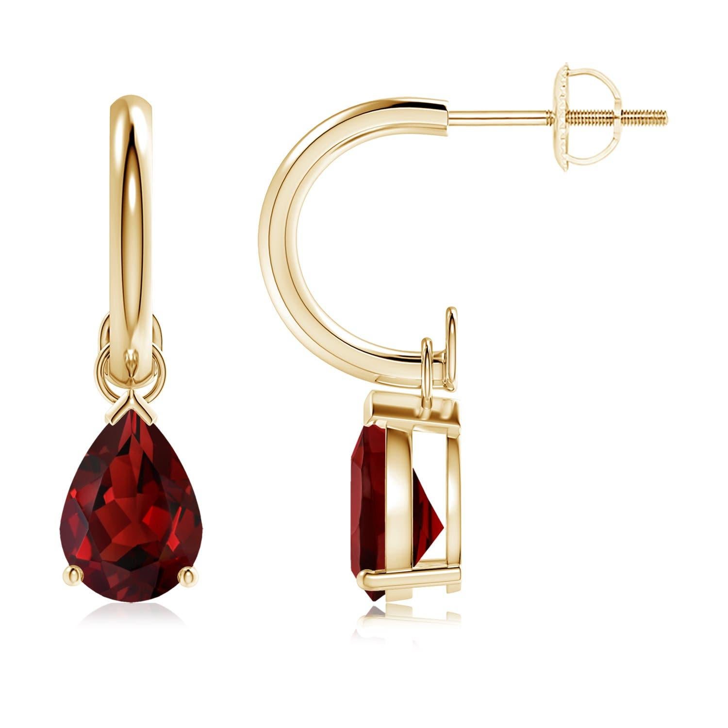 Angara Boucles d'oreilles pendantes en or 14 carats grenat naturel en forme de poire de 2,6 ct. Pour femmes en vente