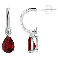 Angara Boucles d'oreilles pendantes en or 14 carats grenat naturel en forme de poire de 2,6 ct.