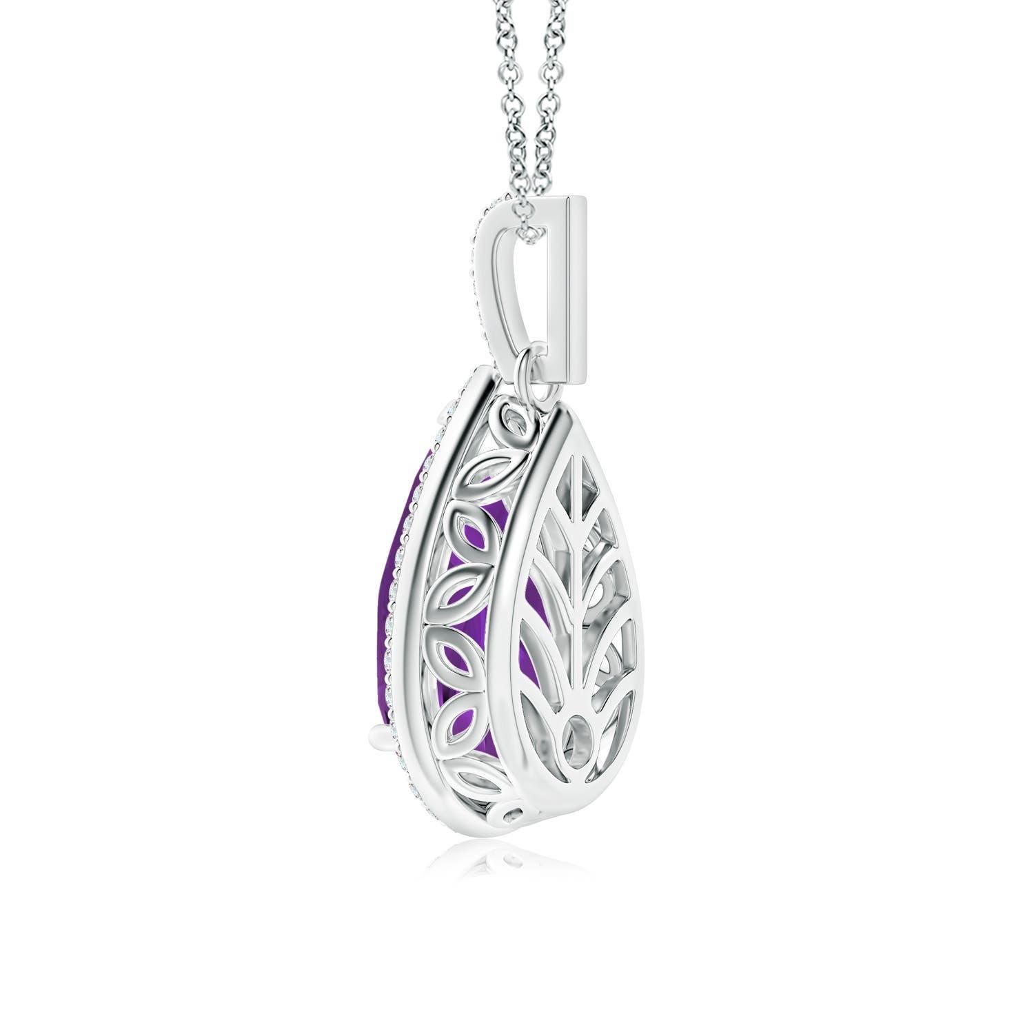 Angara Colgante Halo de Amatista Natural en forma de Pera de 2,75 ct en Oro macizo de 14 quilates Corte pera en venta