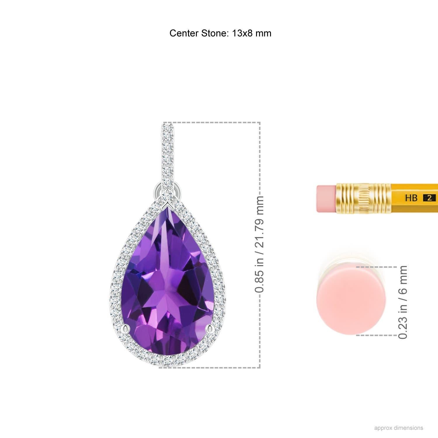 Angara Colgante Halo de Amatista Natural en forma de Pera de 2,75 ct en Oro macizo de 14 quilates en Nuevo estado para la venta en Los Angeles, CA