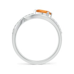 Anello Angara con Citrino Naturale a Forma di Pera e Accenti di Diamante in Oro Solido 14K
