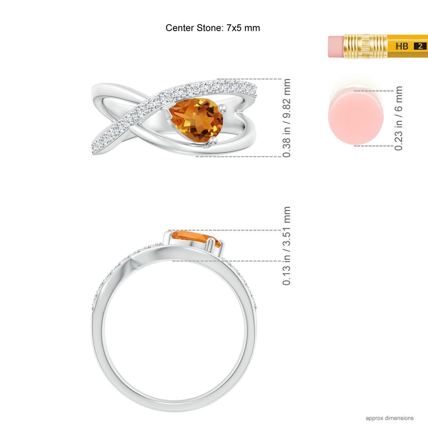 Donna Anello Angara con Citrino Naturale a Forma di Pera e Accenti di Diamante in Oro Solido 14K in vendita