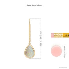 Angara - Pendants d'oreilles solitaires en or massif 14 carats et opale naturelle en forme de poire