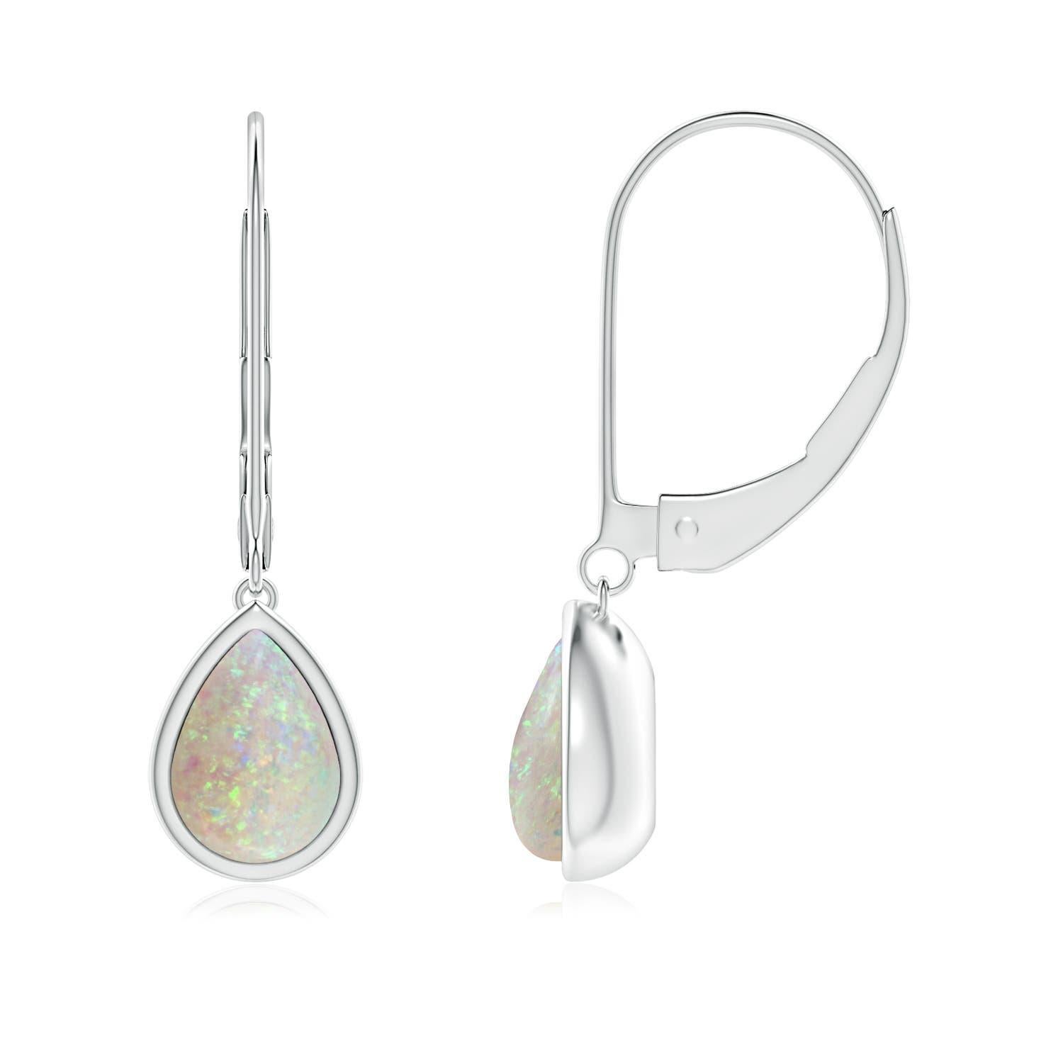 Women's Angara Natural Pear-Shaped Opal Solitaire Drop Earrings in 14K Solid Gold For Sale